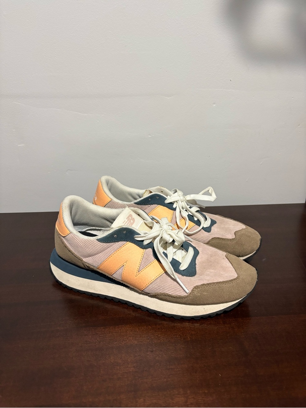 New Balance Women's 237 Sneakers in Peach, Yellow & Navy
